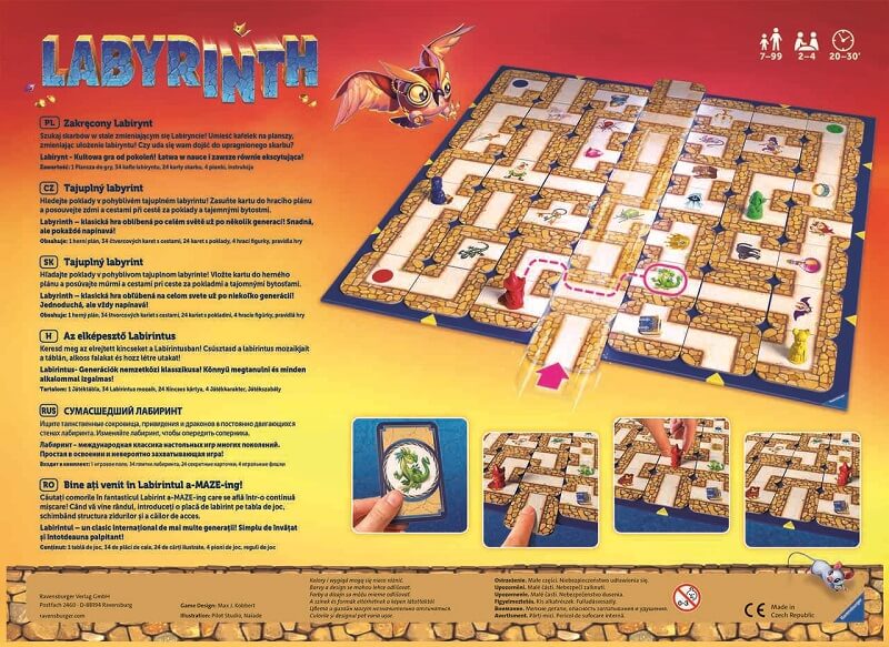 Tył pudełka gry Labyrinth